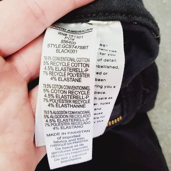 GOOD AMERICAN Good Curve High Rise Straight Stretch Black Jeans GCST47SBT 10/30 - Picture 5 of 11